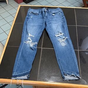 Express Distressed Blue Cropped Ankle Jeans